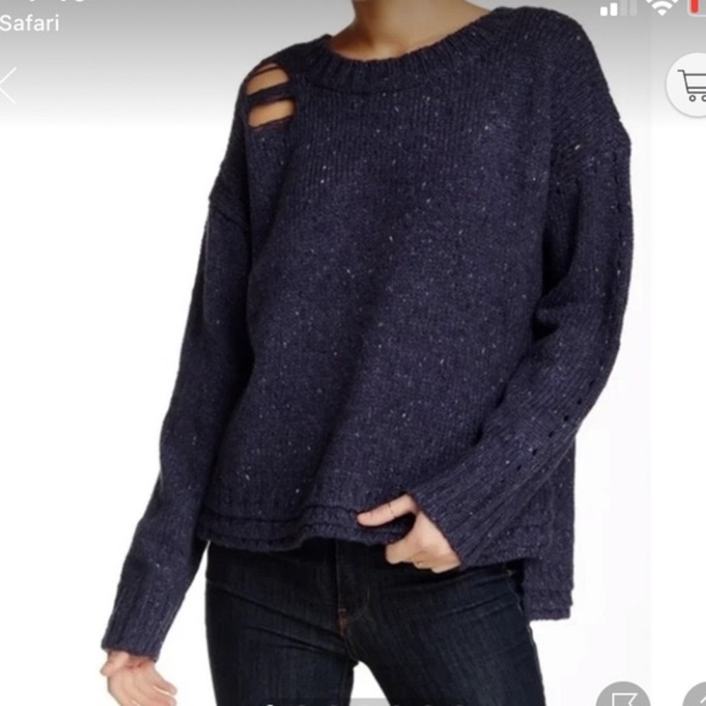 Wildfox Oversized Chunky Knit Gray Distressed Sweater Size Small